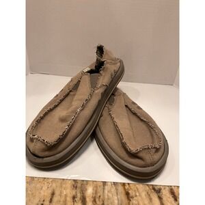 Sanuk Shoes Men's Sz 11 Brown/ Natural Sidewalk Surfers Loafers Hemp Slip On